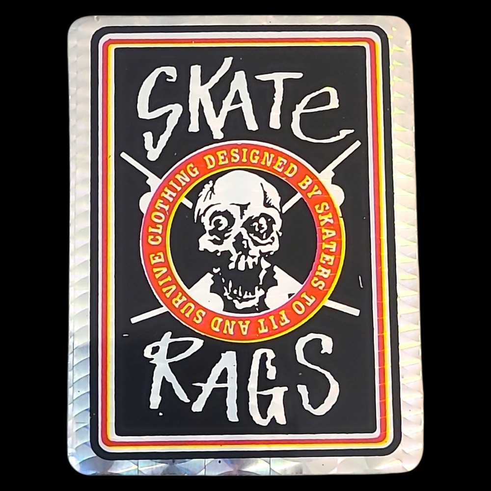 Vintage 80s Skate Rags Holographic Prism Foil‎ Skateboard Vending Sticker NOS